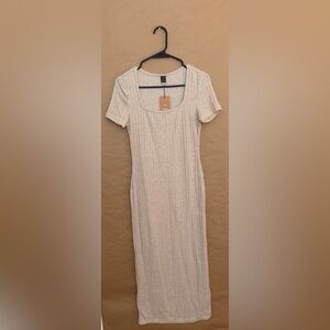 SHEIN Beige Ribbed Dress